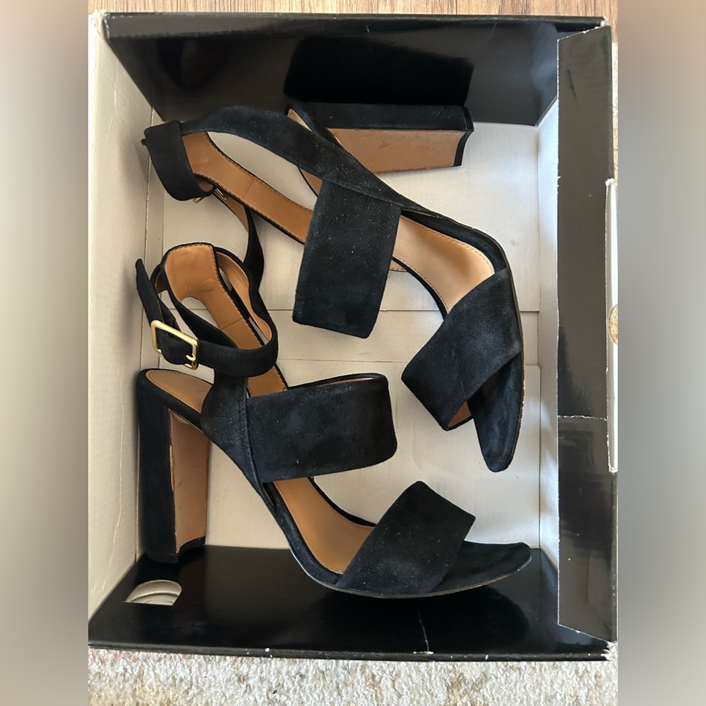 J. Crew Black Suede Block Heels